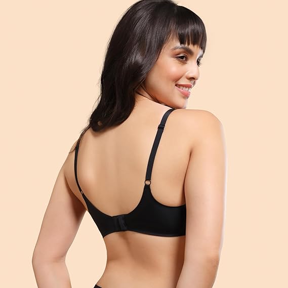 Enamor Women's Synthetic Innovations Invisibra T-Shirt Bra – Ultra Smooth, Flexi Wire Lift, Bonded, Seamless, No-Pinch, Padded, Medium Coverage F084